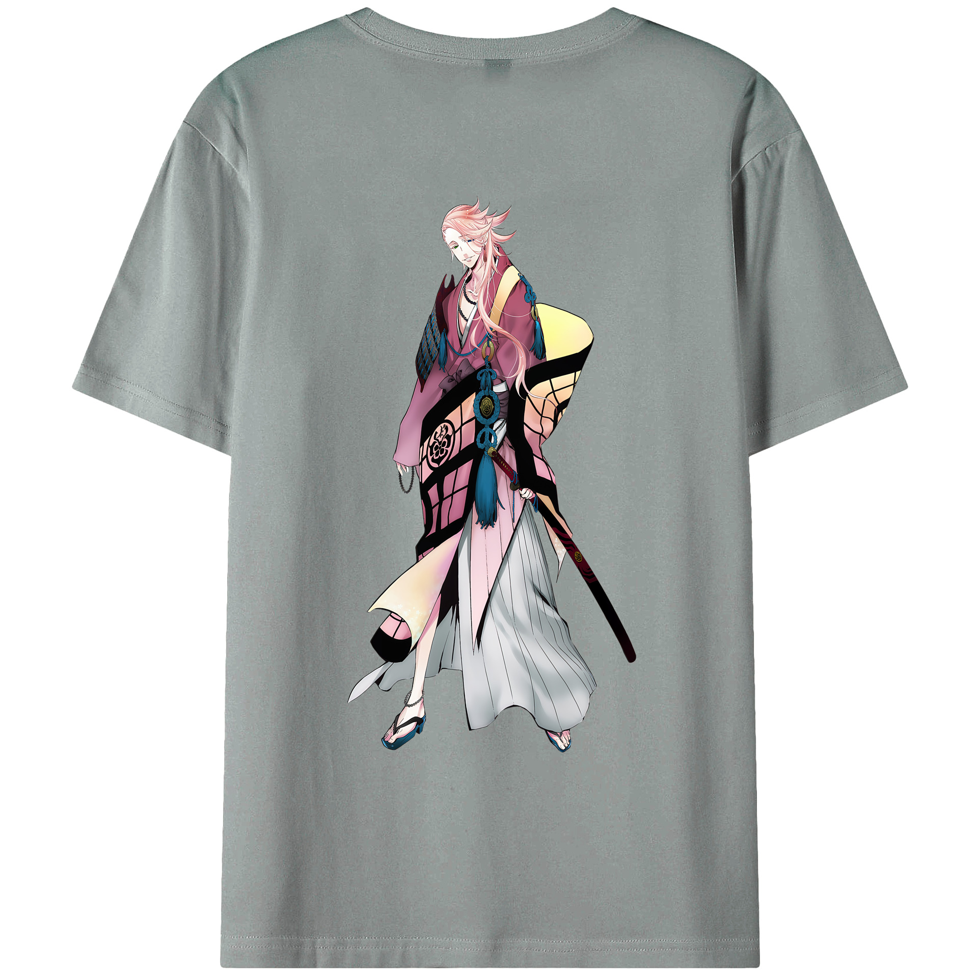 （画像用） 刀剣乱舞 Touken Ranbu 綿100％ メンズ半袖Tシャツ（バックプリント） 通気性